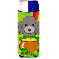"Caroline's Treasures BB2003MUK ""Silver Gray Poodle St. Patrick's Day Michelob Ultra Koozies for Slim Cans, Multicolor"
