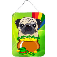 "Caroline's Treasures Fawn Pug St. Patrick's Day Wall or Door Hanging Prints BB2006DS1216, 16HX12W, Multicolor"
