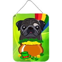 "Caroline's Treasures Black Pug St. Patrick's Day Wall or Door Hanging Prints BB2007DS1216, 16HX12W, Multicolor"