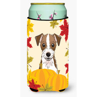 "Caroline's Treasures BB2008TBC ""Jack Russell Terrier Thanksgiving"" Tall Boy Hugger Koozie, Multicolor"