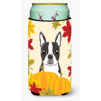"Caroline's Treasures BB2009TBC ""Boston Terrier Thanksgiving"" Tall Boy Hugger Koozie, Multicolor"