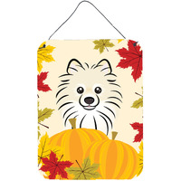 "Caroline's Treasures Pomeranian Thanksgiving Wall or Door Hanging Prints BB2013DS1216, 16HX12W, Multicolor"