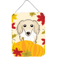 "Caroline's Treasures Longhair Creme Dachshund Thanksgiving Wall or Door Hanging Prints BB2018DS1216, 16HX12W, Multicolor"