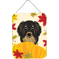 "Caroline's Treasures Longhair Black and Tan Dachshund Thanksgiving Wall or Door Hanging Prints BB2019DS1216, 16HX12W, Multicolor"