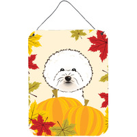 "Caroline's Treasures Bichon Frise Thanksgiving Wall or Door Hanging Prints BB2023DS1216, 16HX12W, Multicolor"