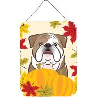 "Caroline's Treasures English Bulldog Thanksgiving Wall or Door Hanging Prints BB2025DS1216, 16HX12W, Multicolor"
