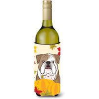 "Caroline's Treasures BB2025LITERK ""English Bulldog Thanksgiving"" Wine Bottle Hugger Koozie, 750ml, Multicolor"