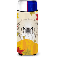 "Caroline's Treasures BB2027MUK ""Pekingese Thanksgiving Michelob Ultra Koozies for Slim Cans, Multicolor"
