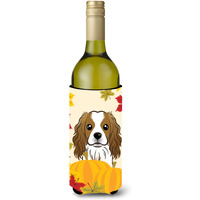 "Caroline's Treasures BB2030LITERK ""Cavalier Spaniel Thanksgiving"" Wine Bottle Hugger Koozie, 750ml, Multicolor"