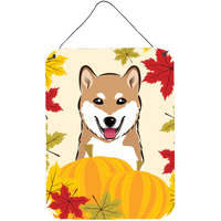 "Caroline's Treasures Shiba Inu Thanksgiving Wall or Door Hanging Prints BB2031DS1216, 16HX12W, Multicolor"