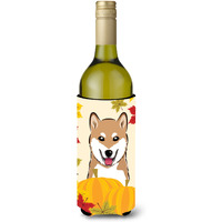 "Caroline's Treasures BB2031LITERK ""Shiba Inu Thanksgiving"" Wine Bottle Hugger Koozie, 750ml, Multicolor"