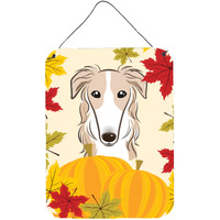 "Caroline's Treasures Borzoi Thanksgiving Wall or Door Hanging Prints BB2034DS1216, 16HX12W, Multicolor"