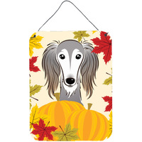 "Caroline's Treasures Saluki Thanksgiving Wall or Door Hanging Prints BB2035DS1216, 16HX12W, Multicolor"