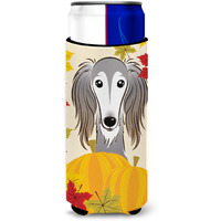 "Caroline's Treasures BB2035MUK ""Saluki Thanksgiving Michelob Ultra Koozies for Slim Cans, Multicolor"
