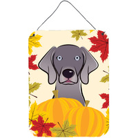 "Caroline's Treasures Weimaraner Thanksgiving Wall or Door Hanging Prints BB2037DS1216, 16HX12W, Multicolor"