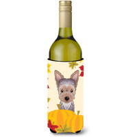 "Caroline's Treasures BB2038LITERK ""Yorkie Puppy Thanksgiving"" Wine Bottle Hugger Koozie, 750ml, Multicolor"