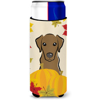 "Caroline's Treasures BB2040MUK ""Chocolate Labrador Thanksgiving Michelob Ultra Koozies for Slim Cans, Multicolor"