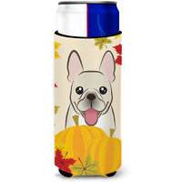 "Caroline's Treasures BB2044MUK ""French Bulldog Thanksgiving Michelob Ultra Koozies for Slim Cans, Multicolor"
