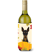 "Caroline's Treasures BB2046LITERK ""Min Pin Thanksgiving"" Wine Bottle Hugger Koozie, 750ml, Multicolor"