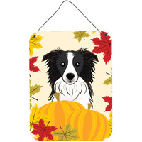 "Caroline's Treasures Border Collie Thanksgiving Wall or Door Hanging Prints BB2047DS1216, 16HX12W, Multicolor"