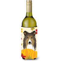 "Caroline's Treasures BB2048LITERK ""Sheltie Thanksgiving"" Wine Bottle Hugger Koozie, 750ml, Multicolor"