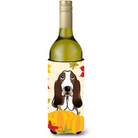 "Caroline's Treasures BB2049LITERK ""Basset Hound Thanksgiving"" Wine Bottle Hugger Koozie, 750ml, Multicolor"