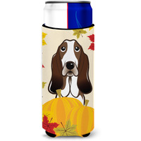 "Caroline's Treasures BB2049MUK ""Basset Hound Thanksgiving Michelob Ultra Koozies for Slim Cans, Multicolor"