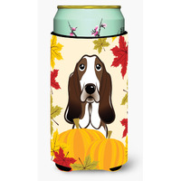 "Caroline's Treasures BB2049TBC ""Basset Hound Thanksgiving"" Tall Boy Hugger Koozie, Multicolor"