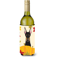 "Caroline's Treasures BB2051LITERK ""Doberman Thanksgiving"" Wine Bottle Hugger Koozie, 750ml, Multicolor"