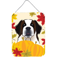 "Caroline's Treasures Saint Bernard Thanksgiving Wall or Door Hanging Prints BB2052DS1216, 16HX12W, Multicolor"