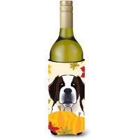 "Caroline's Treasures BB2052LITERK ""Saint Bernard Thanksgiving"" Wine Bottle Hugger Koozie, 750ml, Multicolor"