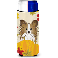 "Caroline's Treasures BB2054MUK ""Papillion Thanksgiving Michelob Ultra Koozies for Slim Cans, Multicolor"