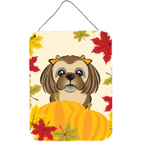 "Caroline's Treasures Chocolate Brown Shih Tzu Thanksgiving Wall or Door Hanging Prints BB2055DS1216, 16HX12W, Multicolor"