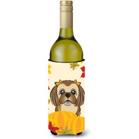 "Caroline's Treasures BB2055LITERK ""Chocolate Brown Shih Tzu Thanksgiving"" Wine Bottle Hugger Koozie, 750ml, Multicolor"
