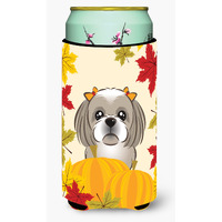 "Caroline's Treasures BB2056TBC ""Gray Silver Shih Tzu Thanksgiving"" Tall Boy Hugger Koozie, Multicolor"