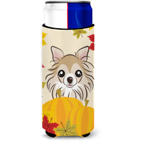 "Caroline's Treasures BB2057MUK ""Chihuahua Thanksgiving Michelob Ultra Koozies for Slim Cans, Multicolor"