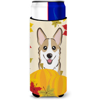 "Caroline's Treasures BB2059MUK ""Sable Corgi Thanksgiving Michelob Ultra Koozies for Slim Cans, Multicolor"