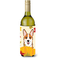 "Caroline's Treasures BB2060LITERK ""Red Corgi Thanksgiving"" Wine Bottle Hugger Koozie, 750ml, Multicolor"