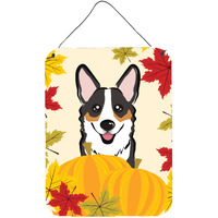 "Caroline's Treasures Tricolor Corgi Thanksgiving Wall or Door Hanging Prints BB2061DS1216, 16HX12W, Multicolor"