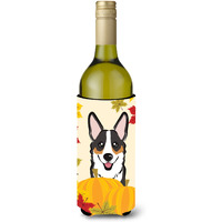 "Caroline's Treasures BB2061LITERK ""Tricolor Corgi Thanksgiving"" Wine Bottle Hugger Koozie, 750ml, Multicolor"