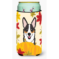 "Caroline's Treasures BB2061TBC ""Tricolor Corgi Thanksgiving"" Tall Boy Hugger Koozie, Multicolor"