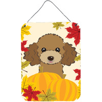 "Caroline's Treasures Chocolate Brown Poodle Thanksgiving Wall or Door Hanging Prints BB2062DS1216, 16HX12W, Multicolor"