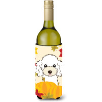 "Caroline's Treasures BB2063LITERK ""White Poodle Thanksgiving"" Wine Bottle Hugger Koozie, 750ml, Multicolor"