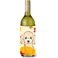 "Caroline's Treasures BB2064LITERK ""Buff Poodle Thanksgiving"" Wine Bottle Hugger Koozie, 750ml, Multicolor"
