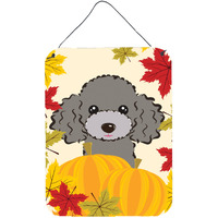 "Caroline's Treasures Silver Gray Poodle Thanksgiving Wall or Door Hanging Prints BB2065DS1216, 16HX12W, Multicolor"