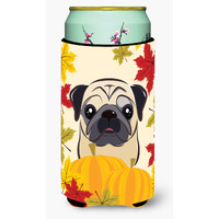 "Caroline's Treasures BB2068TBC ""Fawn Pug Thanksgiving"" Tall Boy Hugger Koozie, Multicolor"