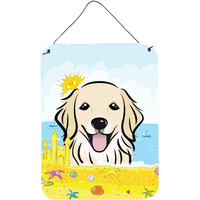 "Caroline's Treasures Golden Retriever Summer Beach Wall or Door Hanging Prints BB2073DS1216, 16HX12W, Multicolor"