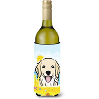 "Caroline's Treasures BB2073LITERK ""Golden Retriever Summer Beach"" Wine Bottle Hugger Koozie, 750ml, Multicolor"