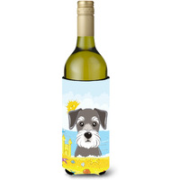 "Caroline's Treasures BB2074LITERK ""Schnauzer Summer Beach"" Wine Bottle Hugger Koozie, 750ml, Multicolor"