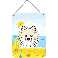 "Caroline's Treasures Pomeranian Summer Beach Wall or Door Hanging Prints BB2075DS1216, 16HX12W, Multicolor"
